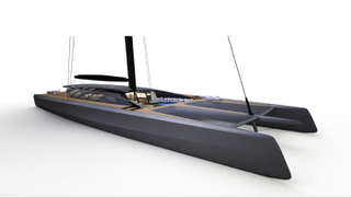 Illustration for article titled Este espectacular catamarán de velas negras y alta tecnología es digno del mismísimo Batman